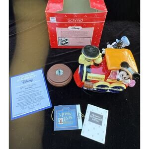 Vintage 1988 Mickey Mouse 60th Birthday Music Box Ceramic Train Mint In Box!